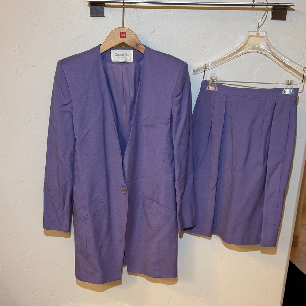 Vintage Dior Purple Blazer and Skirt Set
